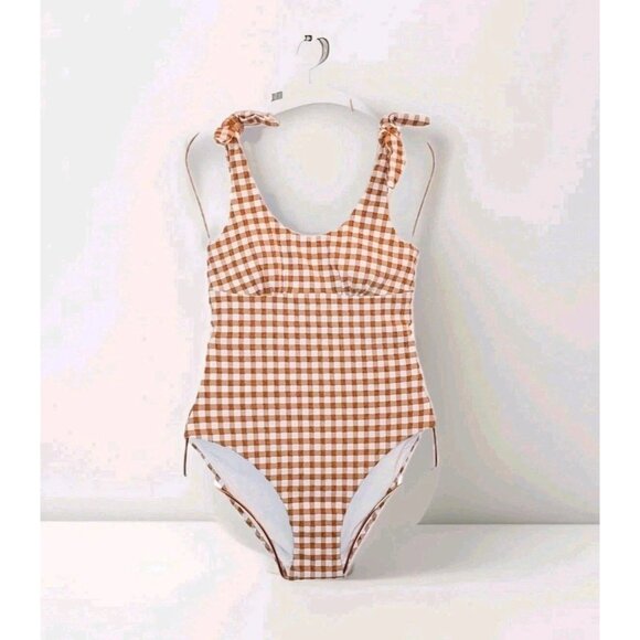 Andie Other - Andie Swim The Mandalay One Piece Women's Size XS Gingham Sparrow Seersucker NWT